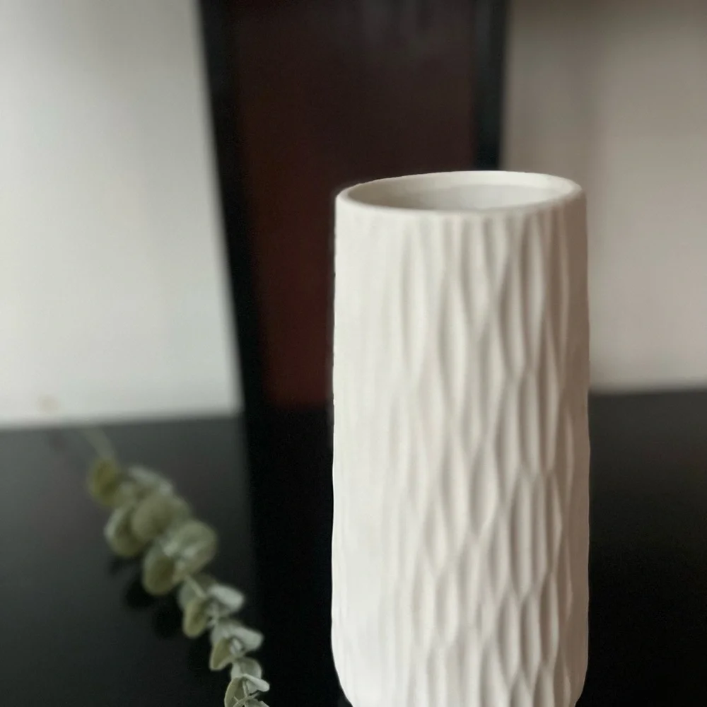 White Textured Ceramic Vase new in box